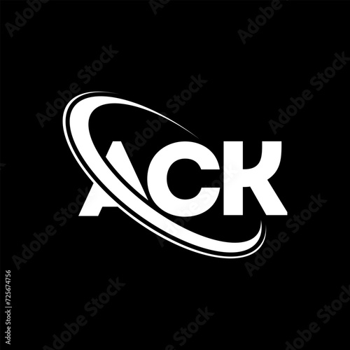 ACK logo. ACK letter. ACK letter logo design. Intitials ACK logo linked with circle and uppercase monogram logo. ACK typography for technology, business and real estate brand.