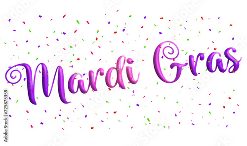 Mardi Gras - carnival written in Portuguese - pink and light blue gradient written word - scattered colored paper confetti - vector graphics - cards, presentations, prints, sublimation and cricut 