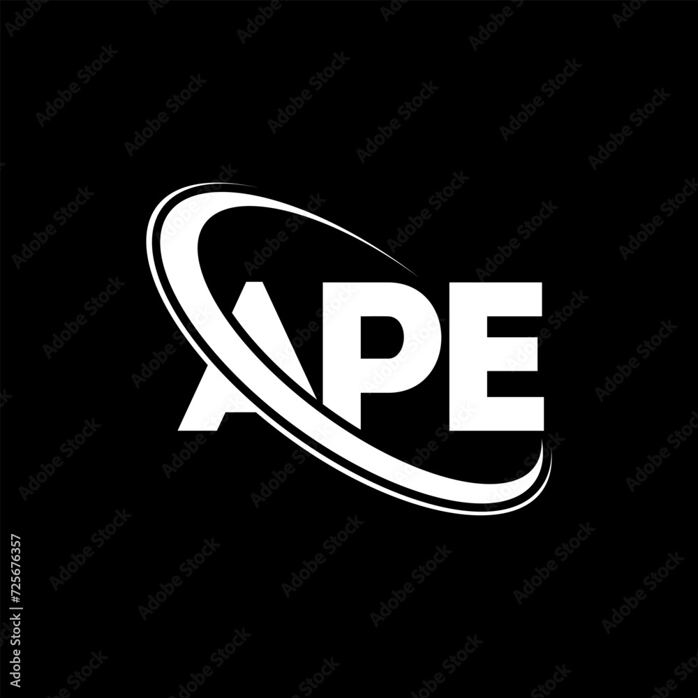 APE logo. APE letter. APE letter logo design. Initials APE logo linked