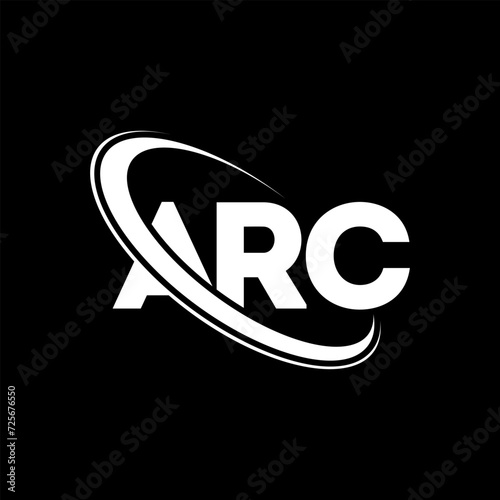 ARC logo. ARC letter. ARC letter logo design. Initials ARC logo linked with circle and uppercase monogram logo. ARC typography for technology, business and real estate brand.