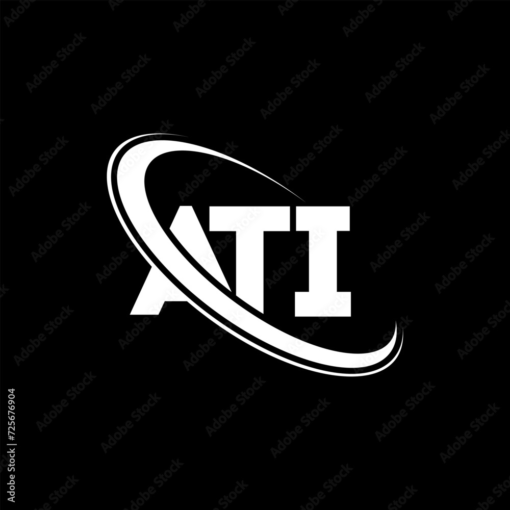ATI logo. ATI letter. ATI letter logo design. Initials ATI logo linked with circle and uppercase monogram logo. ATI typography for technology, business and real estate brand.