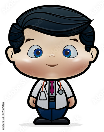 Cute kid cartoon vector illustration wearing Doctor uniform