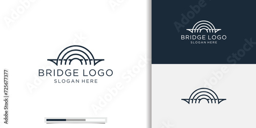 Minimalist line art bridge logo design. Flat style trend modern brand graphic art design vector illustration.