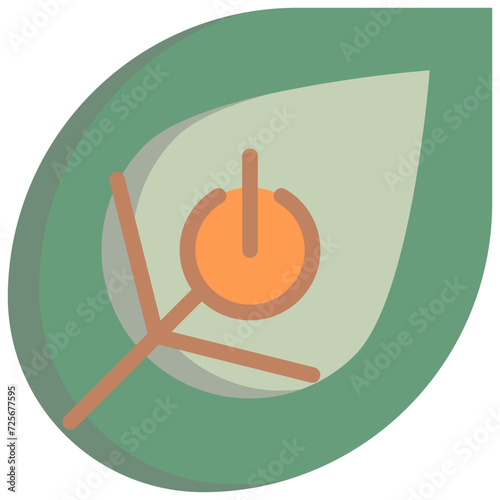 leaf/green power button flat style icons