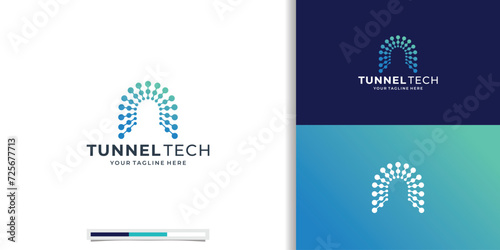 Vector abstract tunnel logo emblem design elegant modern minimal vector illustration. geometric logotype symbol for corporate identity.