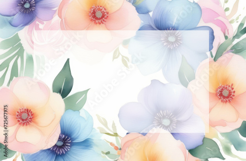 Watercolor floral background with flower and space for text . illustration