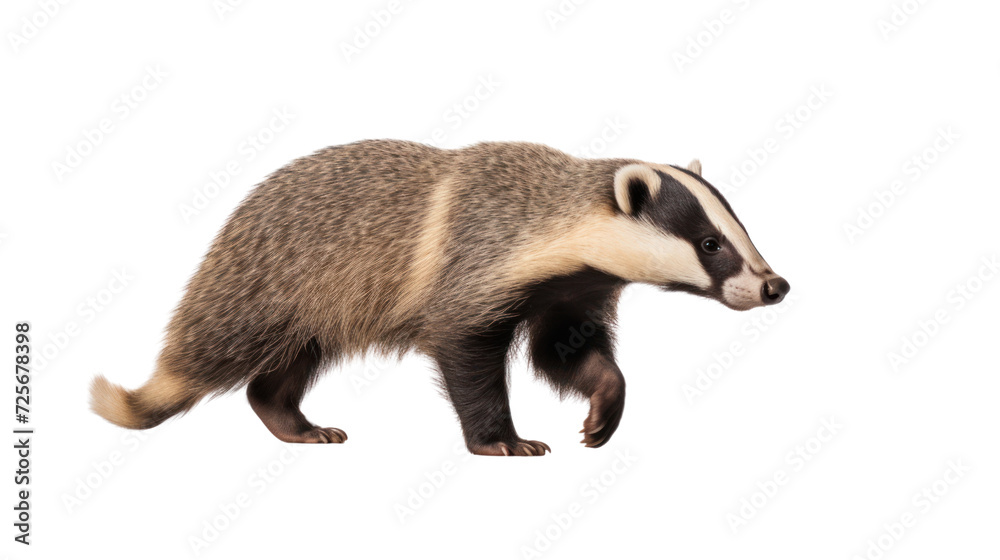 European badger walking isolated on transparent and white background.PNG image European badger walking isolated on transparent and white background.PNG image