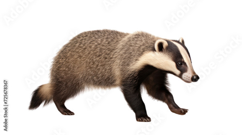 European badger walking isolated on transparent and white background.PNG image © CStock