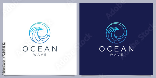 creative minimalist wave line logo inspiration with modern gradient color
