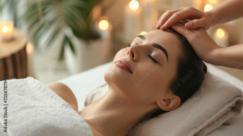 Young woman enjoying massage in spa salon