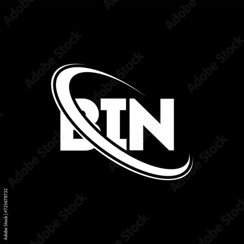 BIN logo. BIN letter. BIN letter logo design. Initials BIN logo linked with circle and uppercase monogram logo. BIN typography for technology, business and real estate brand.