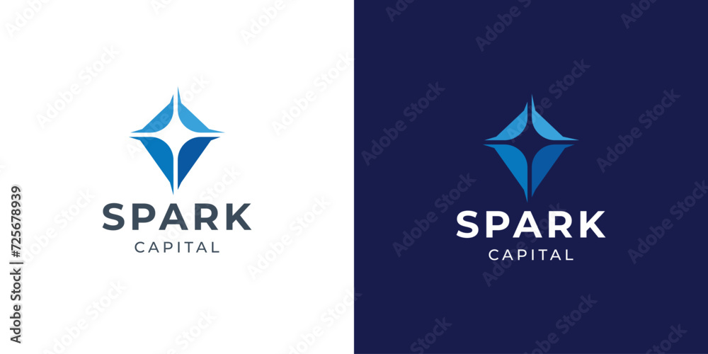 Obraz premium Spark logo design concept with business finance.Symbol business for company, identity, corporate.
