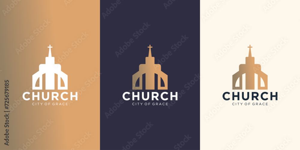 Symbol Christian Church Jesus Cross Gospel logo design inspiration. premium vector