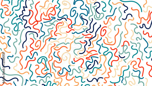Fun colorful abstract line doodle shape set. Creative minimalist style art symbol collection for children or party celebration with modern shapes. Simple upbeat childish drawing scribble decoration.