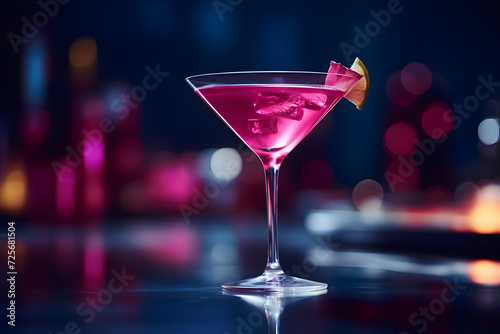 Pink cocktail in a nightclub