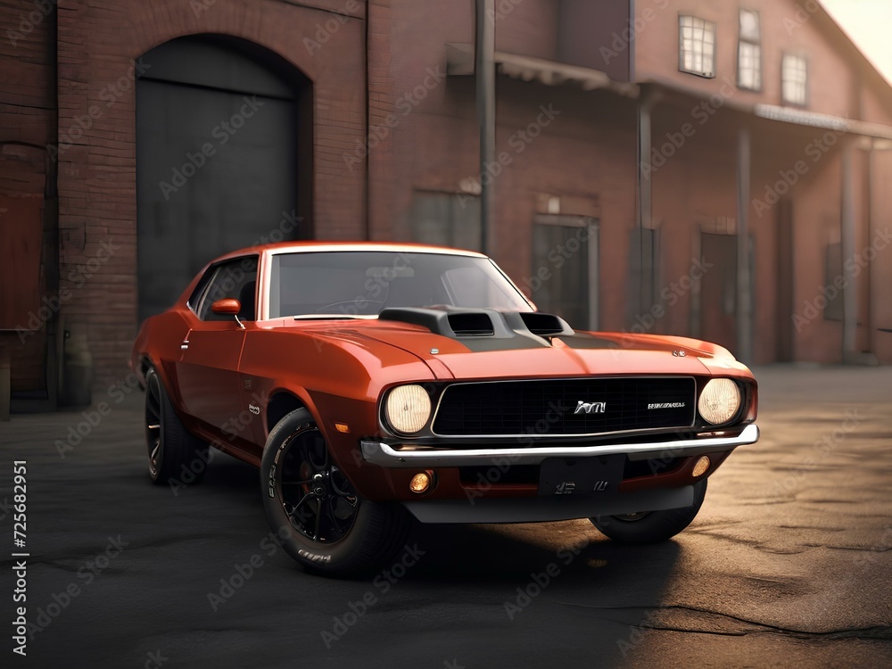 Fototapeta premium red car on the street