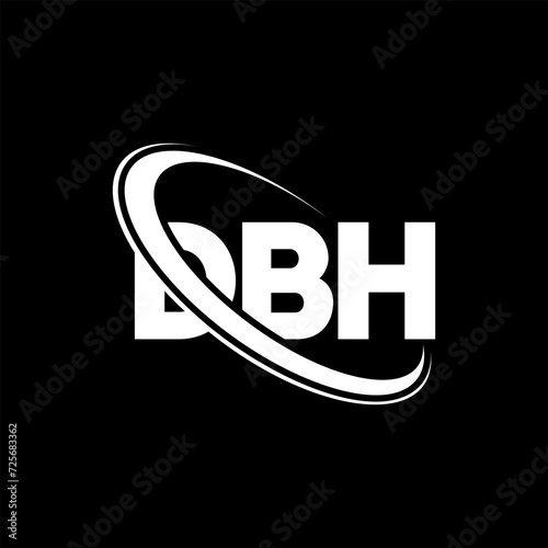 DBH logo. DBH letter. DBH letter logo design. Intitials DBH logo linked with circle and uppercase monogram logo. DBH typography for technology, business and real estate brand. photo