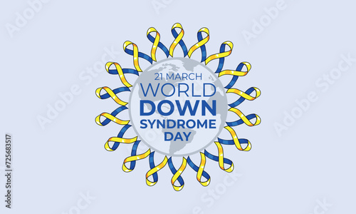 world down syndrome day, World down syndrome day with blue yellow color awareness ribbon bow Vector illustration.