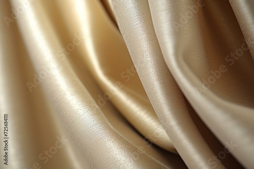 close-up beige curtain fabric. Generative AI