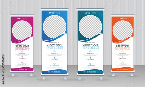 Professional Business Roll Up banner set, vector creative design, Modern Corporate x banner or sale banner template billboard of trendy flag banner or pull up banner, Standee template