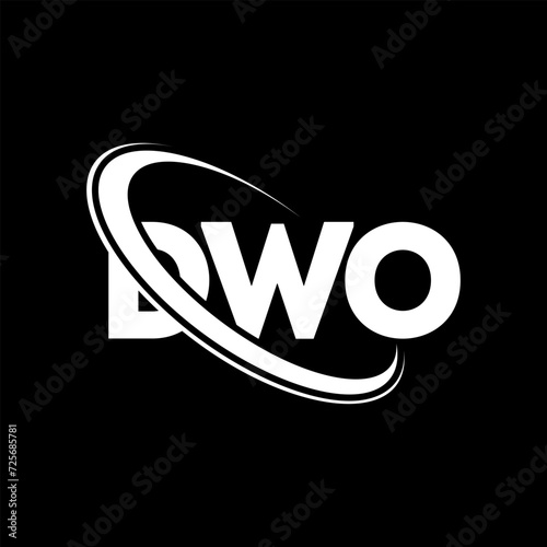 DWO logo. DWO letter. DWO letter logo design. Initials DWO logo linked with circle and uppercase monogram logo. DWO typography for technology, business and real estate brand. photo