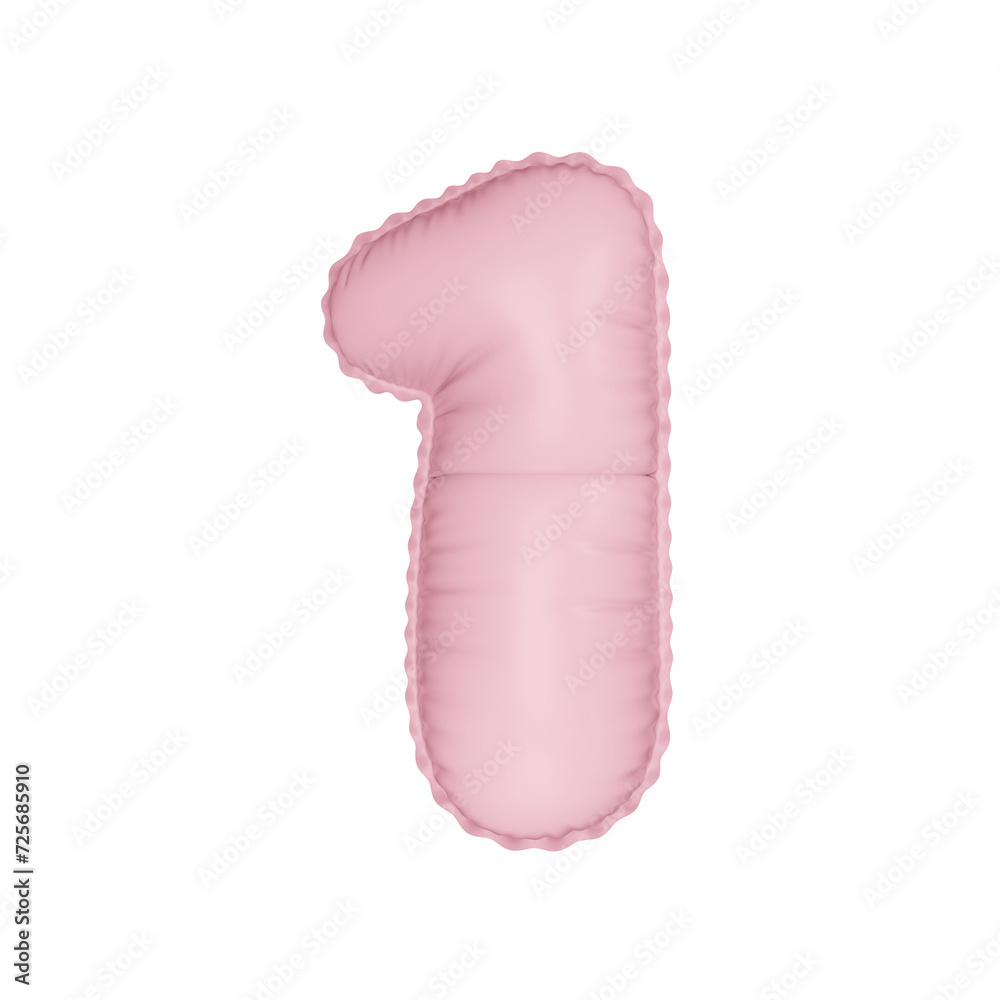 3D marshmallow pink color helium balloon number 1 3D marshmallow pink color helium balloon number 1