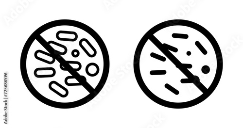 Yeast free icon set. Non yeast without bactaira product vector symbol in a black filled and outlined style. photo