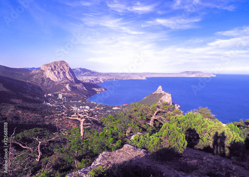 Beautiful landscape seacost with rocks at the sunny day new world