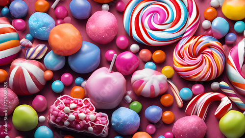 Sweet candy concept image in all colors. Generative AI. © sungsuk park