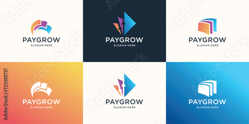 payment vector logo with growth, arrow shape design.