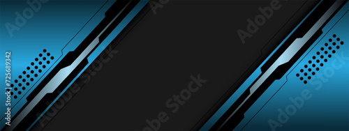 Abstract blue metallic black line circuit cyber with geometric blank space design modern futuristic technology creative background vector