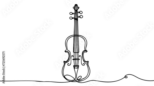 Violin one line art. Continuous line drawing of musical instrument