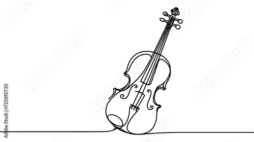 Violin one line art. Continuous line drawing of musical instrument