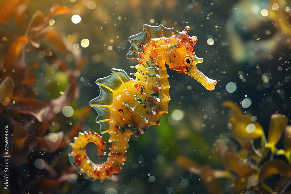 Sea Horse. Undersea world. Generative AI