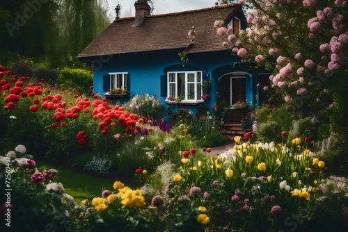 house with flowers