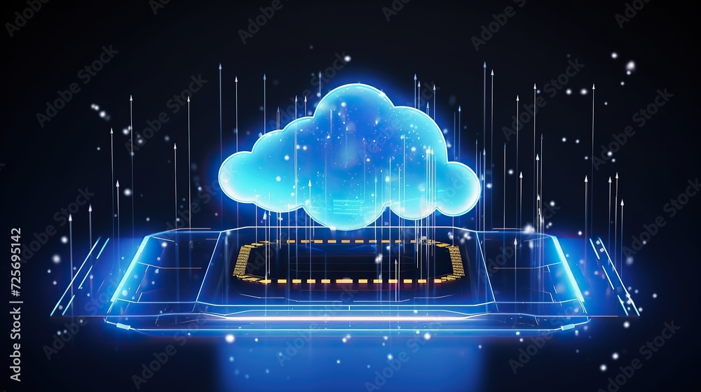 cloud hologram, data storage. Smart digital transformation concept .global trend technology in the new information era.