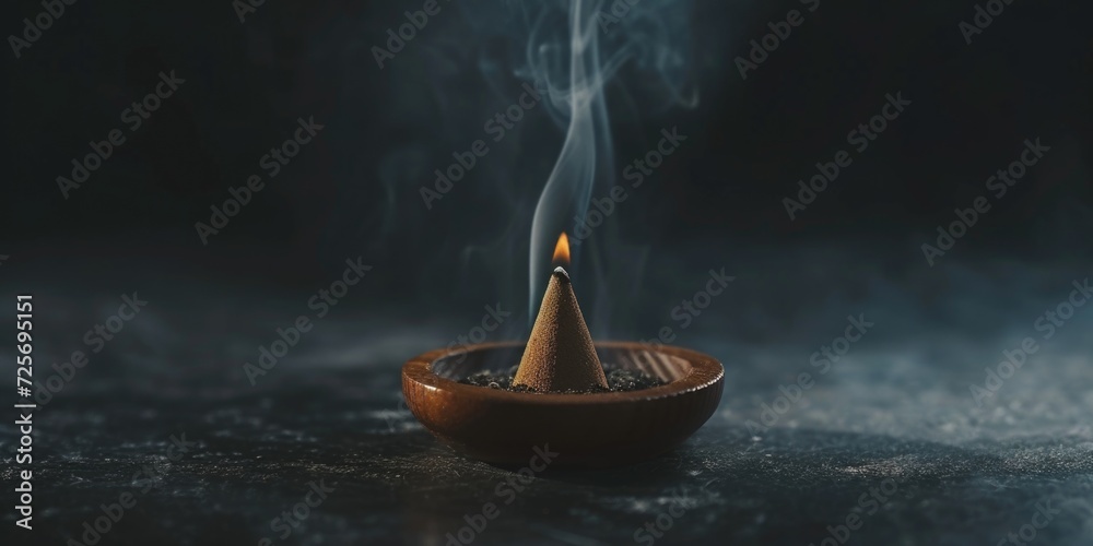 Fototapeta premium A candle with smoke rising from it. Can be used to symbolize tranquility, meditation, or relaxation