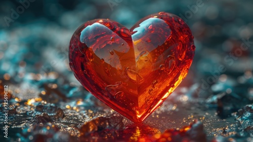 A red heart-shaped object sitting on top of a table. Suitable for various uses