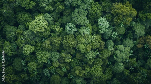 Aerial top view forest tree, Rainforest ecosystem and healthy environment concept and background, Texture of green tree forest view from above