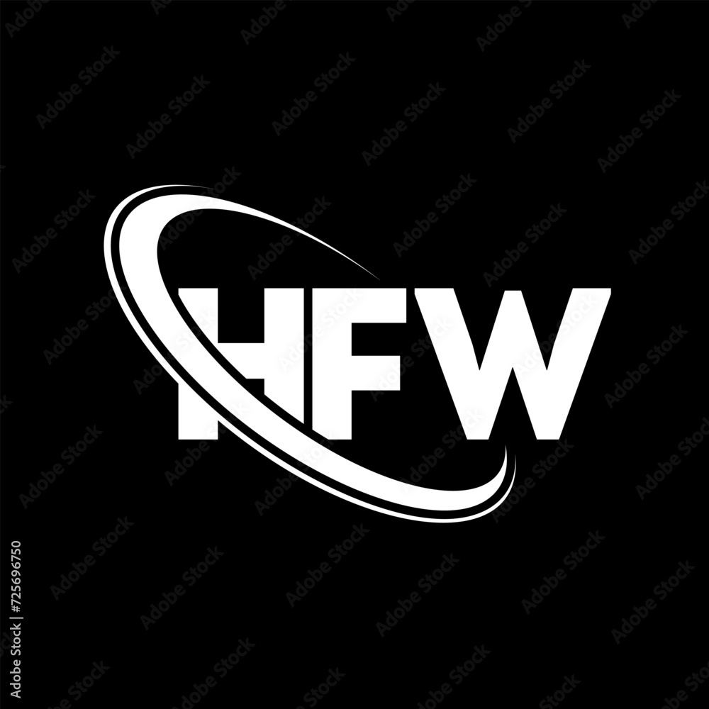 HFW logo. HFW letter. HFW letter logo design. Initials HFW logo linked with circle and uppercase monogram logo. HFW typography for technology, business and real estate brand.