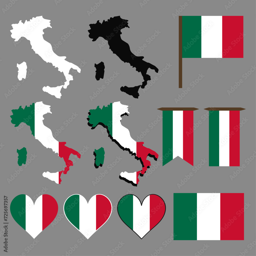 Obraz premium Italy. Map and flag of Italy. Vector illustration. 