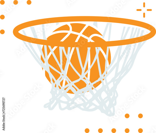 Basketball ring with ball isolated on white background. Basketball banner, poster template. Vector illustration