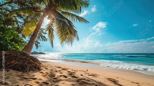 tropical beach background  Advertisement  Print media  Illustration  Banner  for website  copy space  for word  template  presentation  travel  recreation.