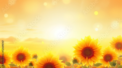 sunflower garden and sunrise