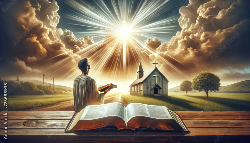Conversion Faith The conversion to Christianity. It features a peaceful scene with a ...