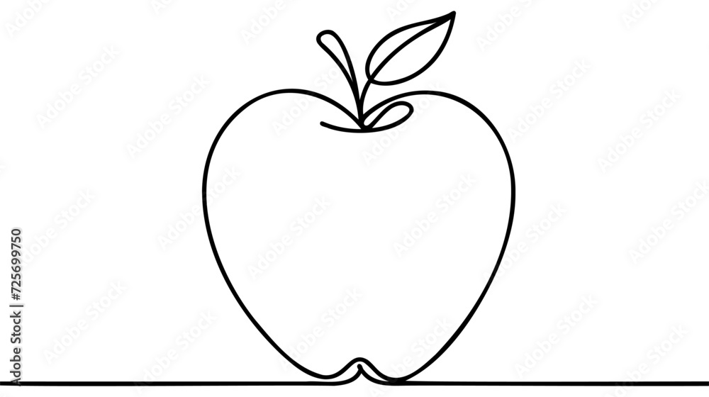 Apple fruit in continuous line art drawing style. Minimalist black line sketch on white background. Vector illustration Apple fruit in continuous line art drawing style. Minimalist black line sketch on white background. Vector illustration