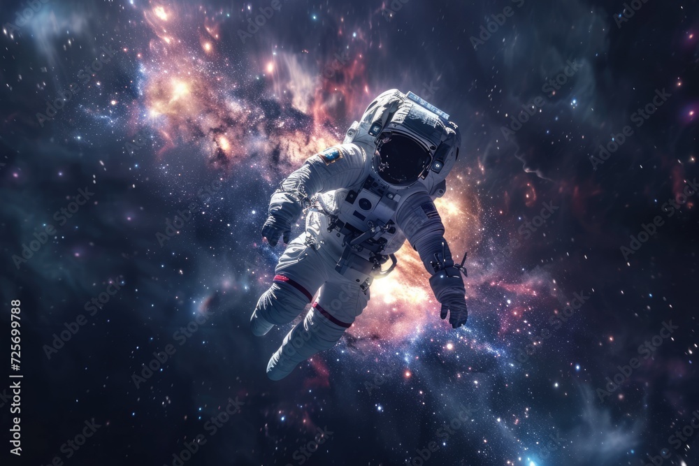 astronaut in outer space with galaxy nebula background astronaut in outer space with galaxy nebula background
