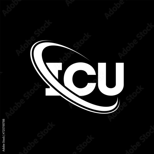 ICU logo. ICU letter. ICU letter logo design. Initials ICU logo linked with circle and uppercase monogram logo. ICU typography for technology, business and real estate brand.