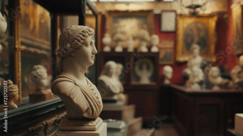 A bust of a woman on display in a museum. Ideal for educational and historical presentations