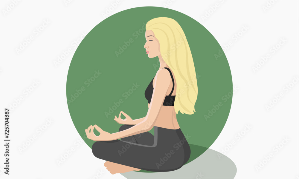Silhouette of a woman meditating in the lotus position. Blonde. Yoga character in Faceless style. Vector illustration. Silhouette of a woman meditating in the lotus position. Blonde. Yoga character in Faceless style. Vector illustration.